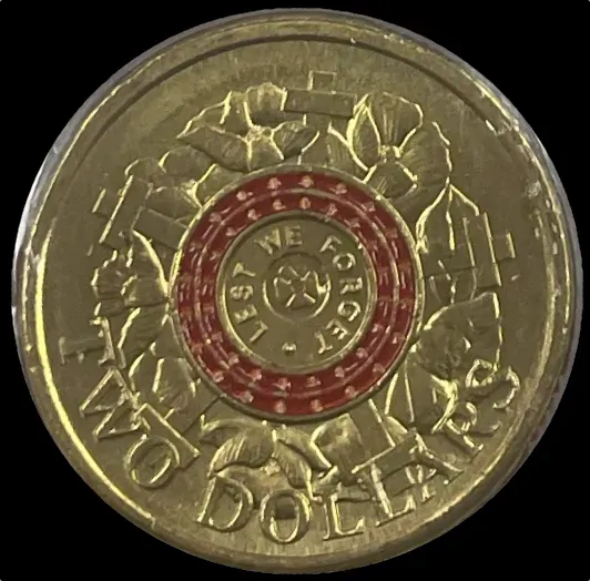2015 2 Dollar Counterstamped Coin Lest We Forget Uncirculated product image