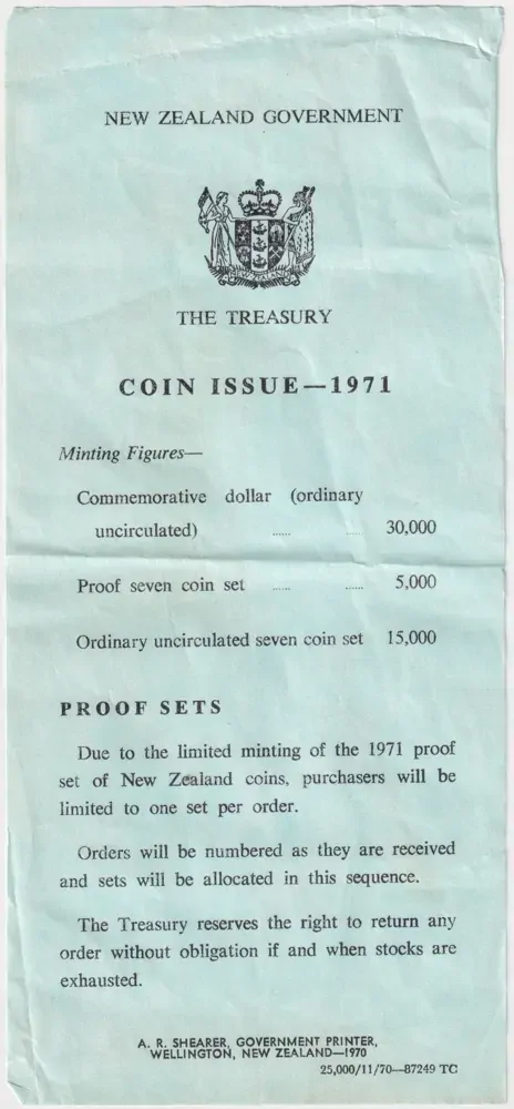 New Zealand 1971 Proof Coin Set product image