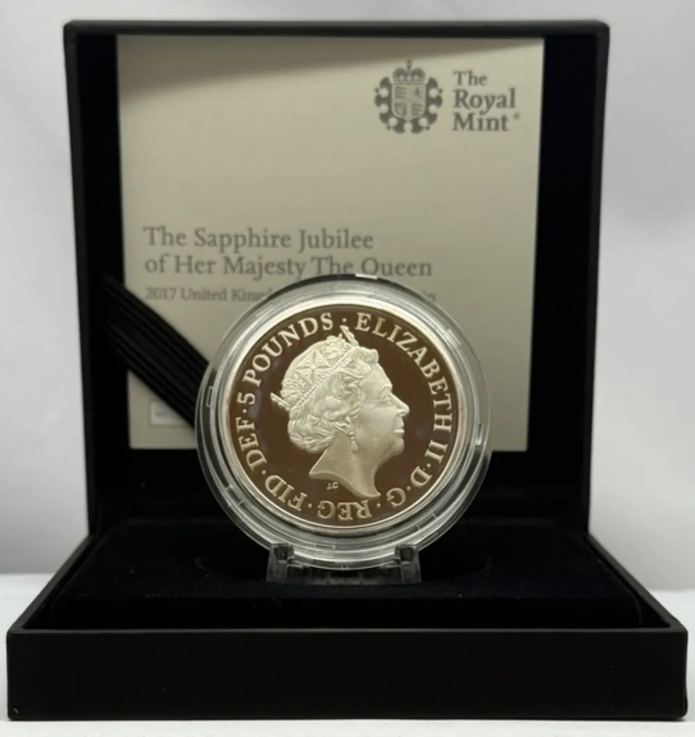 2017 Silver Proof Five Pounds Elizabeth II S# L51 Sapphire Jubilee product image