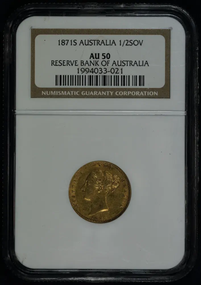 1871 Sydney Young Head Half Sovereign NGC AU50 ex RBA product image