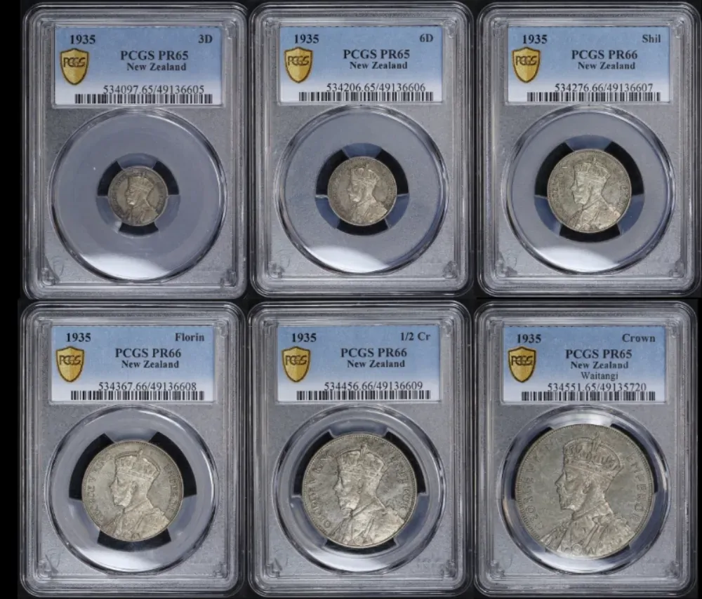 New Zealand 1935 Proof Coin Set Waitangi PCGS PR65-66 product image