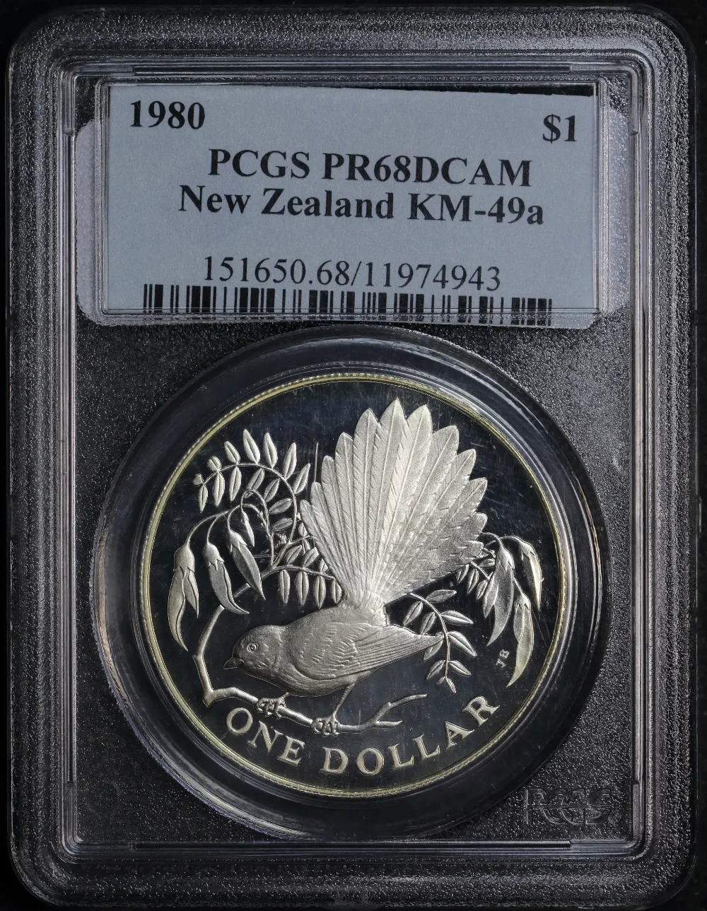 New Zealand 1980 Silver Proof Dollar KM# 49a PCGS PR68DCAM product image