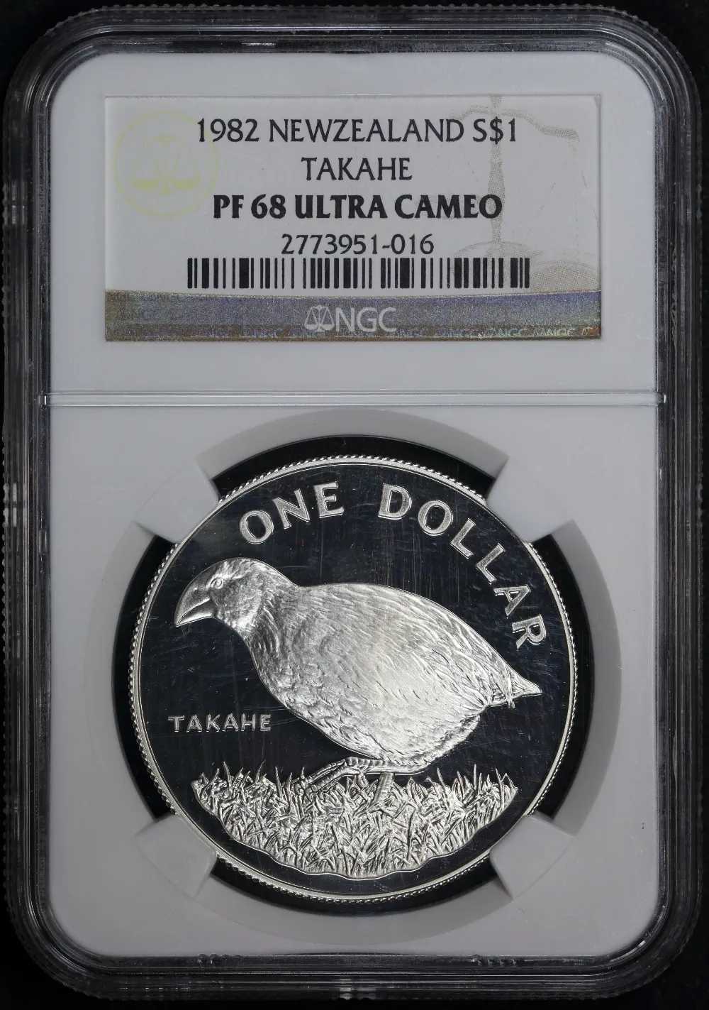 New Zealand 1982 Silver Proof Dollar KM# 51a NGC PF68 product image