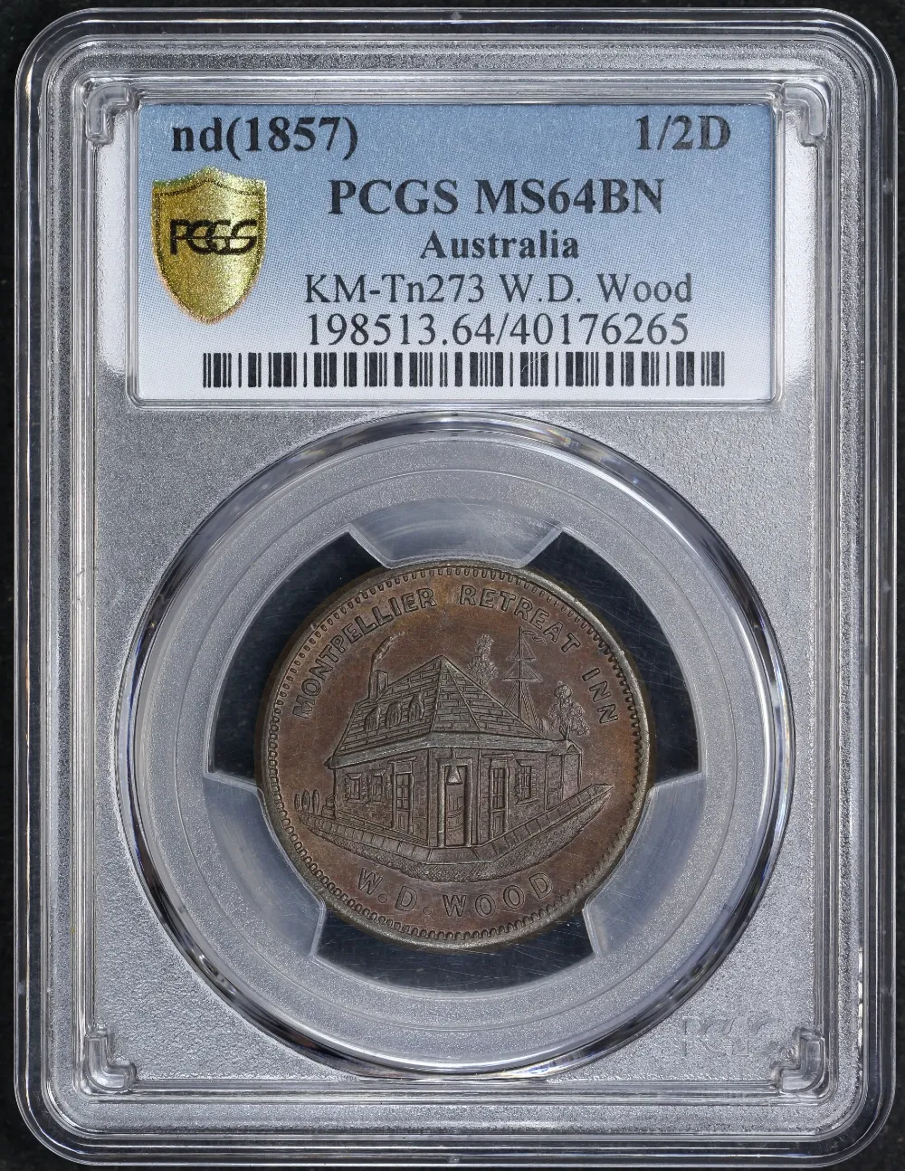 Wood Undated Copper Halfpenny A# 642 PCGS MS64BN product image