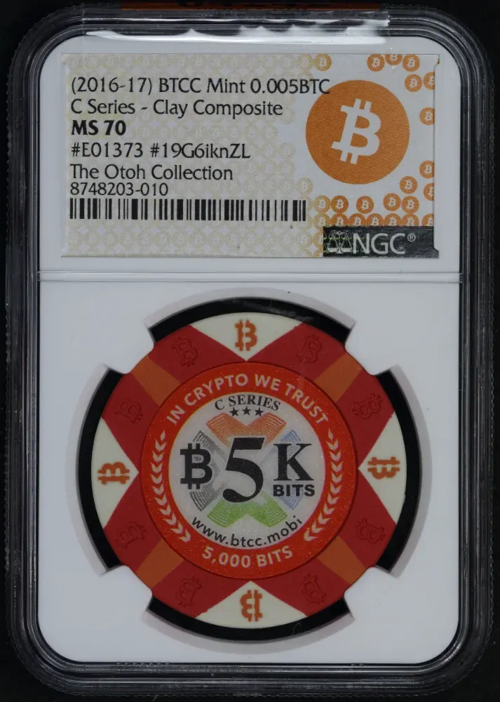 2016 5K Bits Bitcoin BTCC Poker Chip NGC MS70 product image