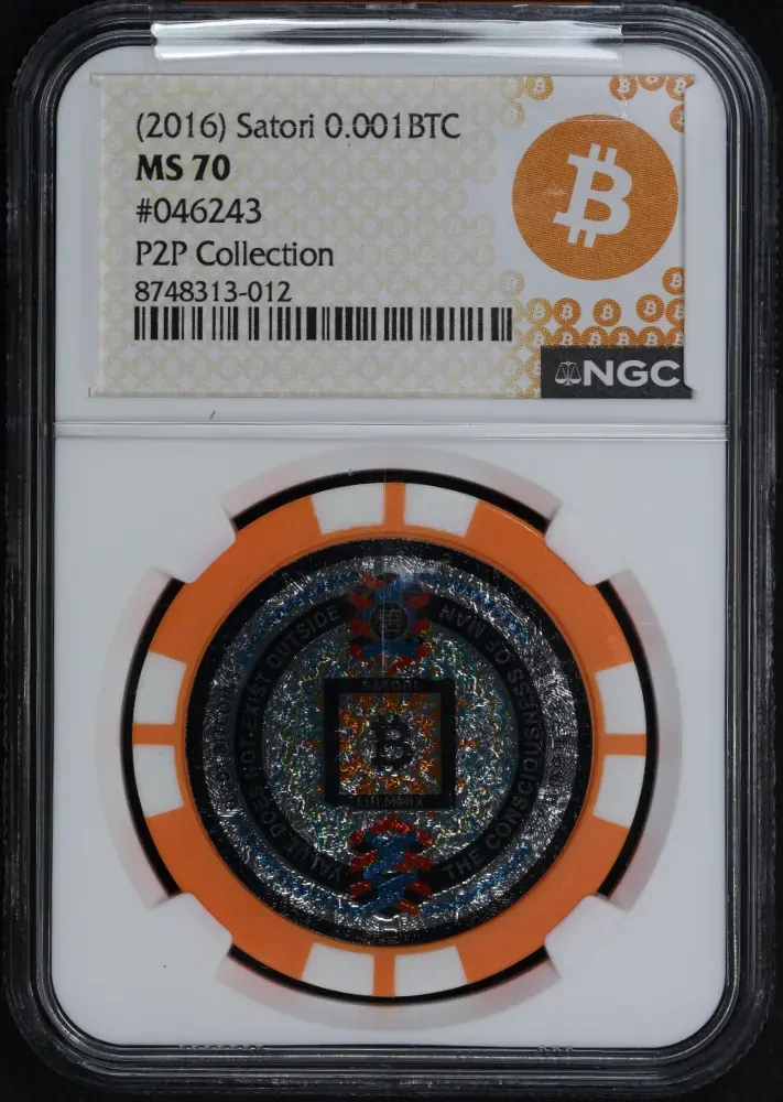 2016 1 BTC Bitcoin Satori Poker Chip NGC MS70 product image