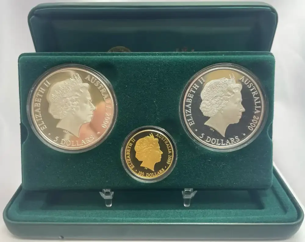 Sydney 2000 Olympic Gold and Silver 3 Proof Coin Set #6 Achievement (Stadium) product image