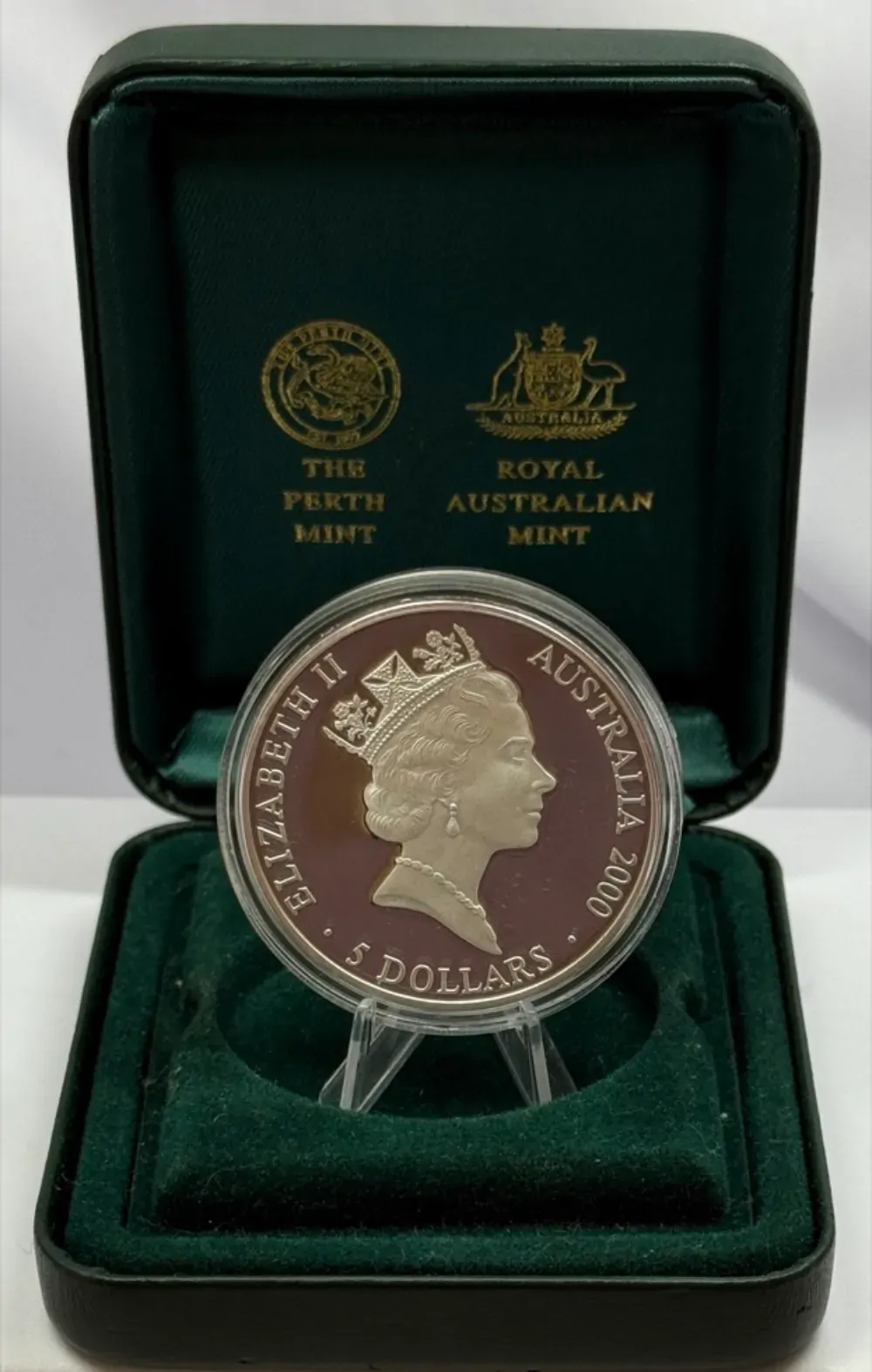 2000 Silver Olympic Proof Coin Great White Shark and Coral product image