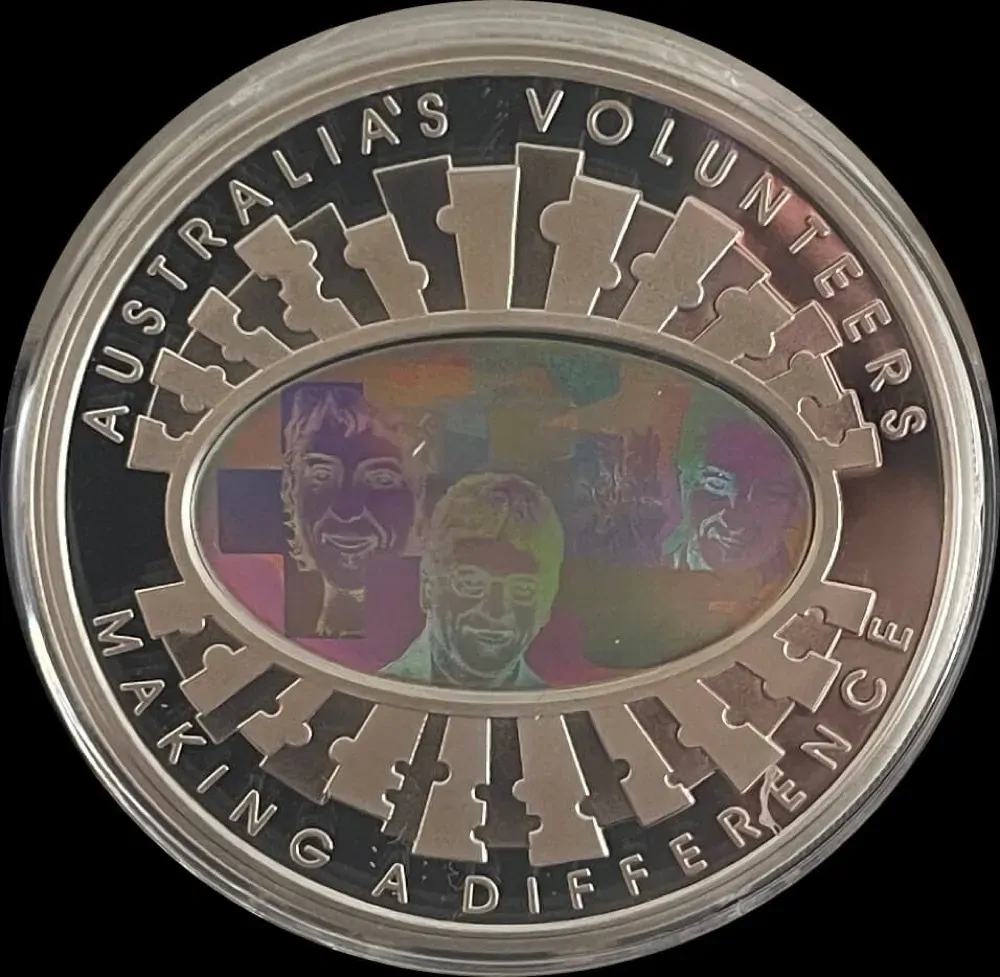2003 Silver 5 Dollar Proof Finale Coin Volunteers - Hologram product image