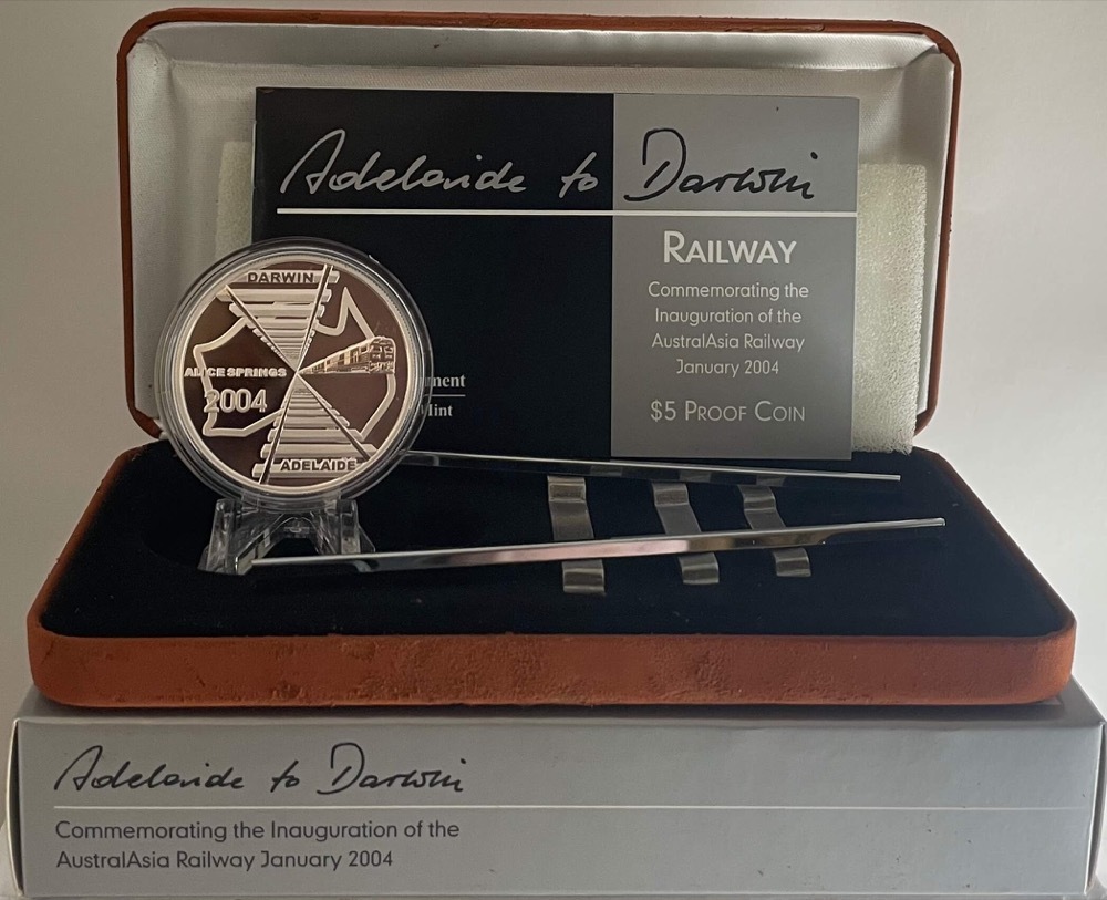 2004 Silver 5 Dollar Proof Coin Adelaide To Darwin Railway product image