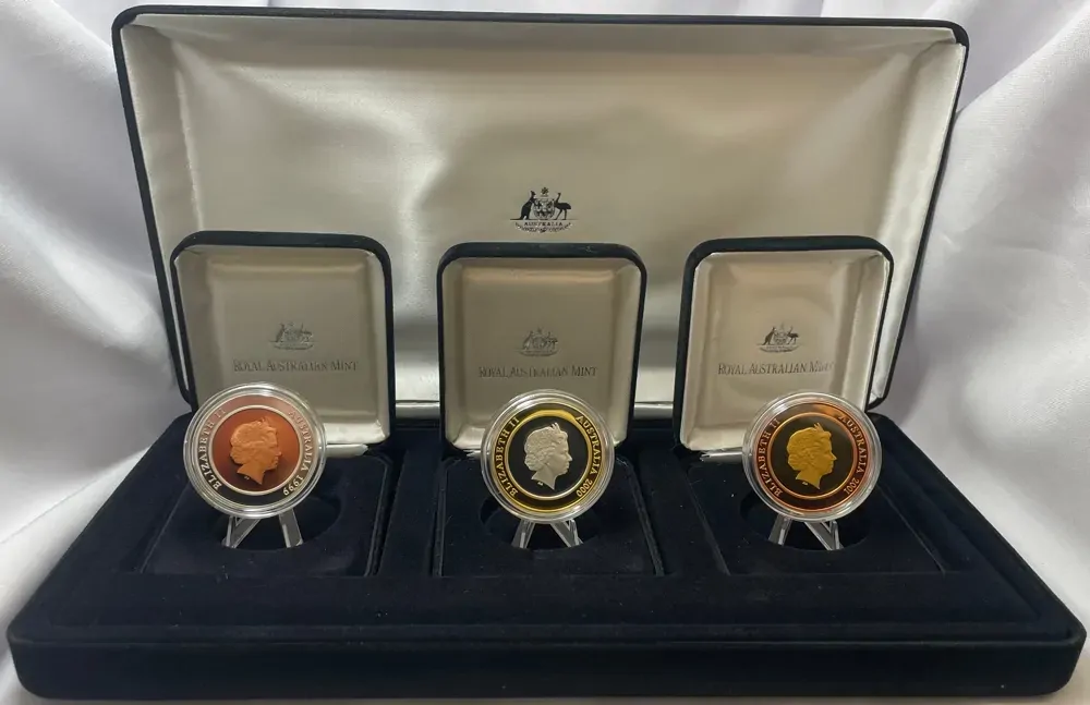 1999 - 2001 10 Dollar Proof Coin Trio Past Present Future Millennium product image