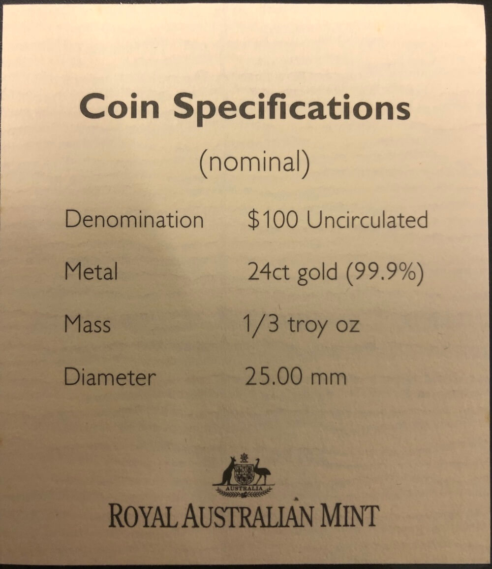 2003 100 Dollar Unc Gold Coin Floral Emblems - Royal Blue Bell product image