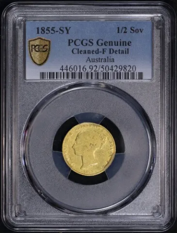 1855 Sydney Mint Type I Half Sovereign PCGS Fine Details product image
