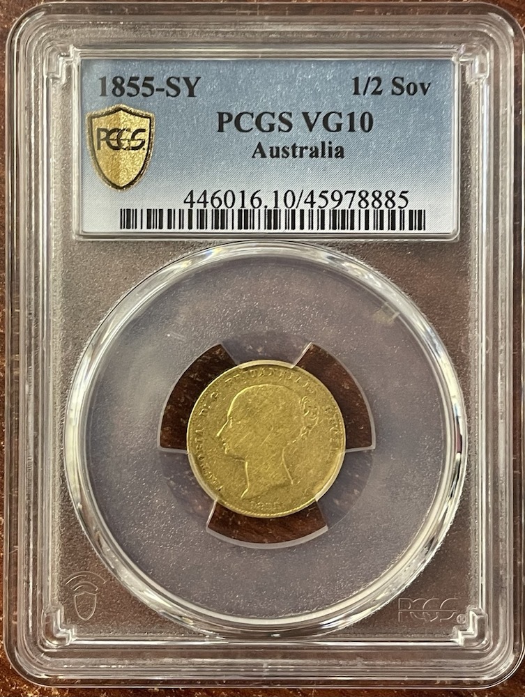 1855 Sydney Mint Type I Half Sovereign PCGS VG10 product image