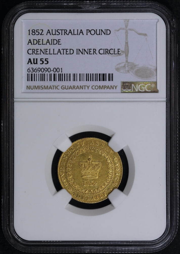 1852 Type II Gold Adelaide Pound NGC AU55 product image