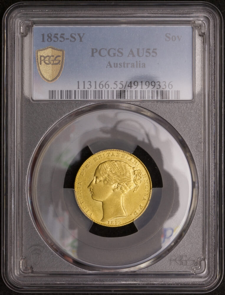 1855 Sydney Mint Type I Sovereign PCGS AU 55 product image