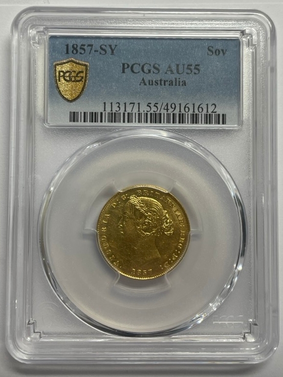 1857 Sydney Mint Type II Sovereign PCGS AU55 product image