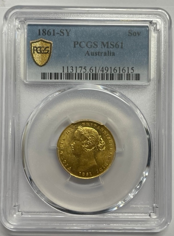 1861 Sydney Mint Type II Sovereign Unc (PCGS MS61) product image