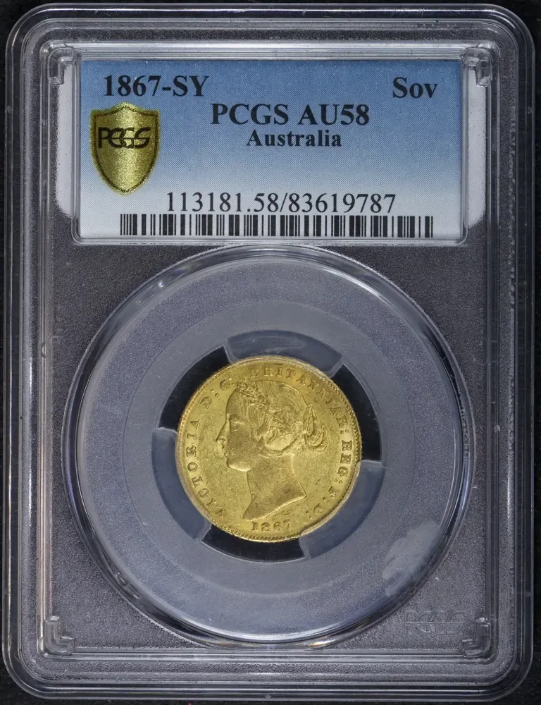 1867 Sydney Mint Type II Sovereign PCGS AU58 product image