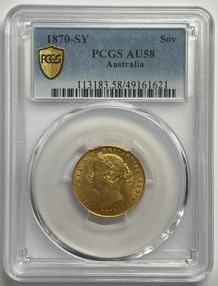 1870 Sydney Mint Type II Sovereign PCGS AU58 product image