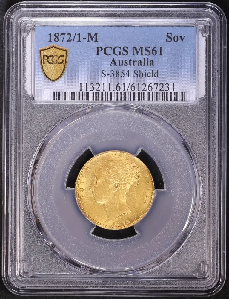 1872/1 Melbourne Shield Sovereign Unc (PCGS MS61) product image