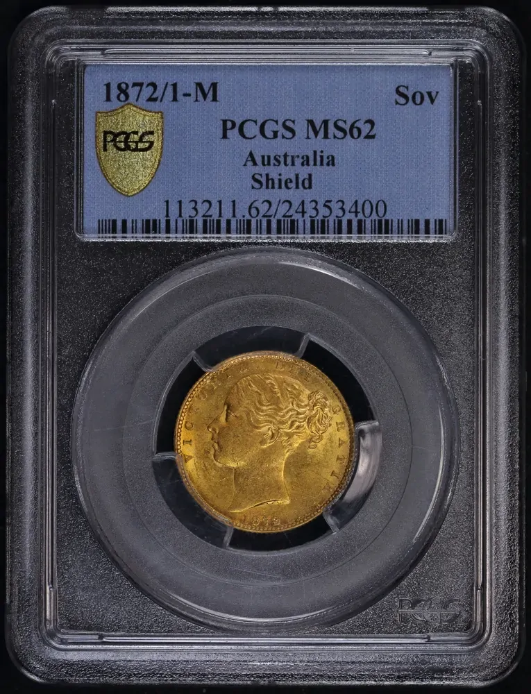 1872/1 Melbourne Shield Sovereign Unc (PCGS MS62) product image