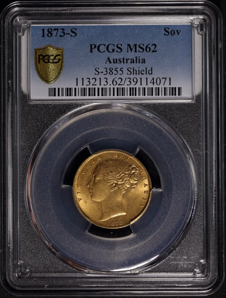 1873 Sydney Shield Sovereign Unc (PCGS MS62) product image