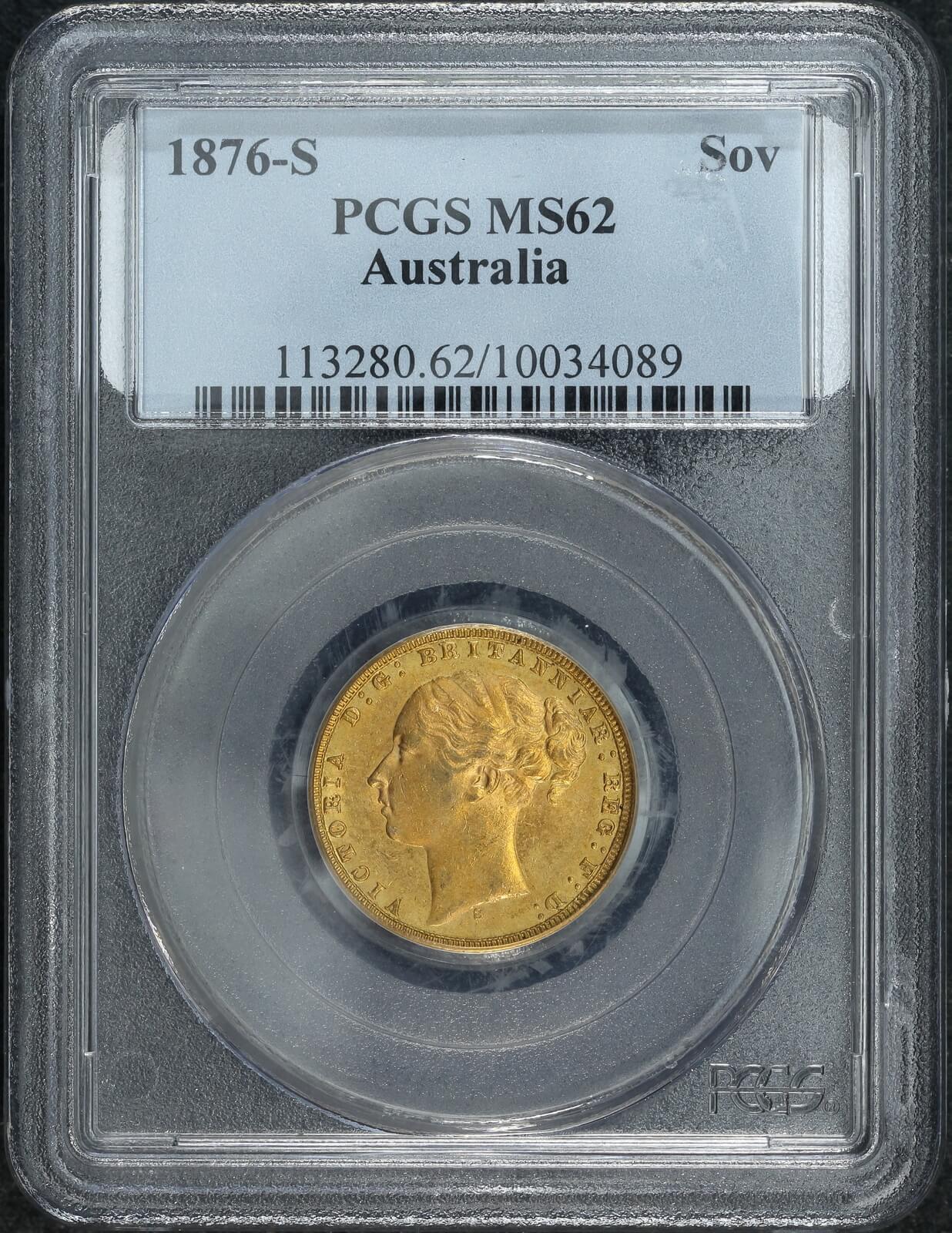 1876 Sydney Young Head Sovereign Unc (PCGS MS62) product image