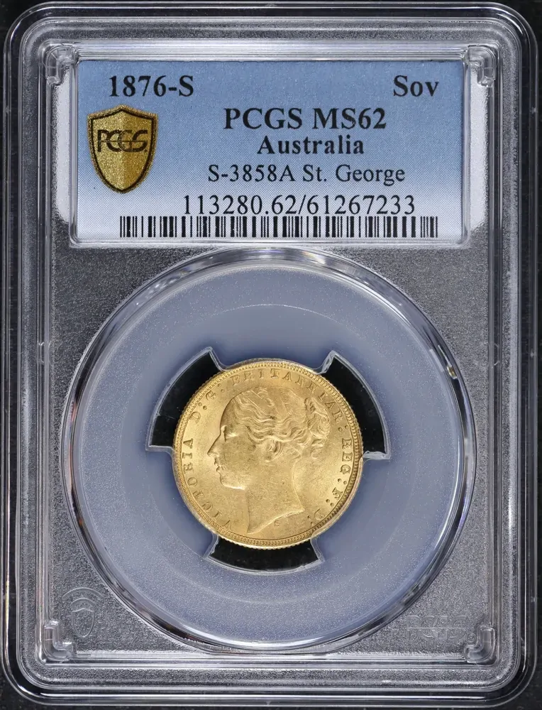 1876 Sydney Young Head Sovereign Unc (PCGS MS62) product image