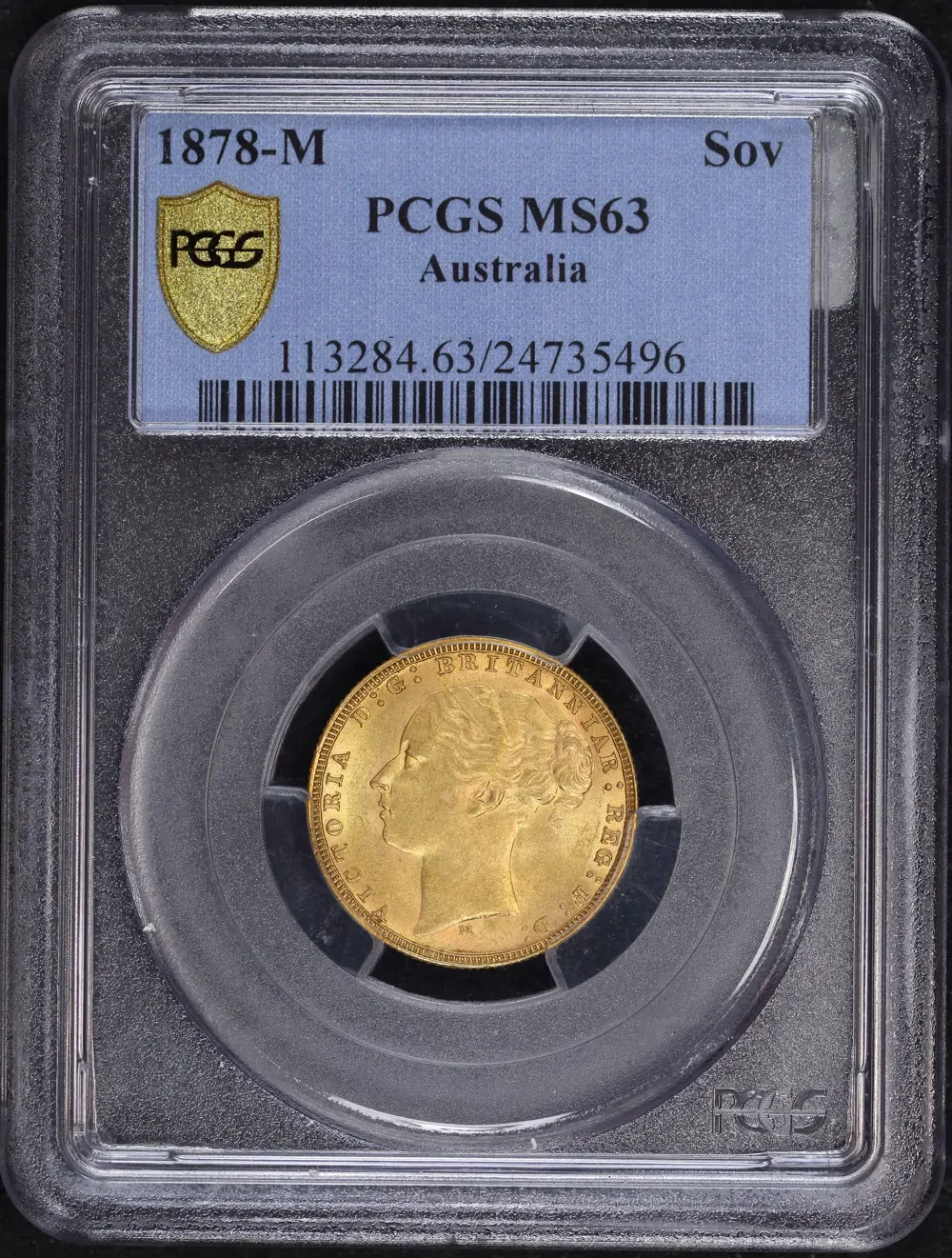 1878 Melbourne Young Head Sovereign Choice Unc (PCGS MS63) product image