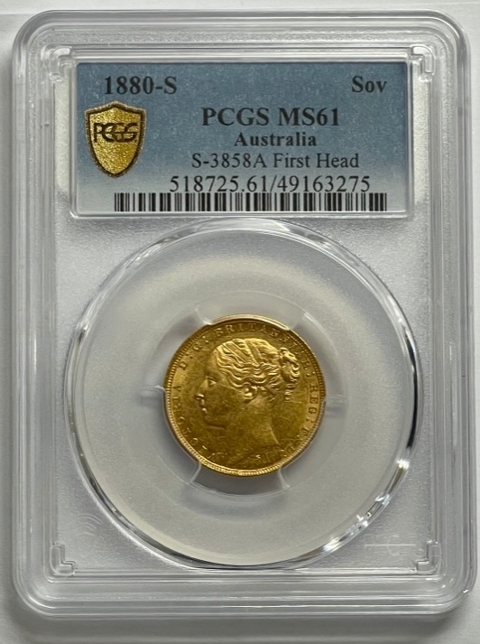 1880 Sydney Young Head Sovereign Unc (PCGS MS61) product image