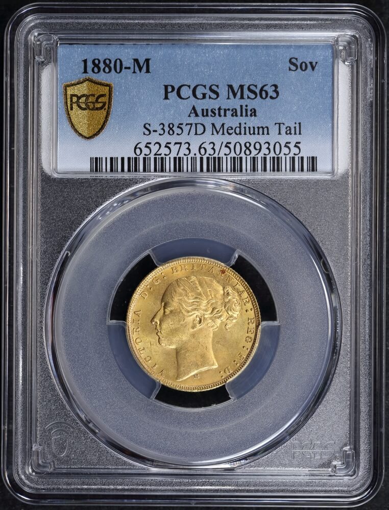 1880 Melbourne Young Head Sovereign PCGS MS63 product image