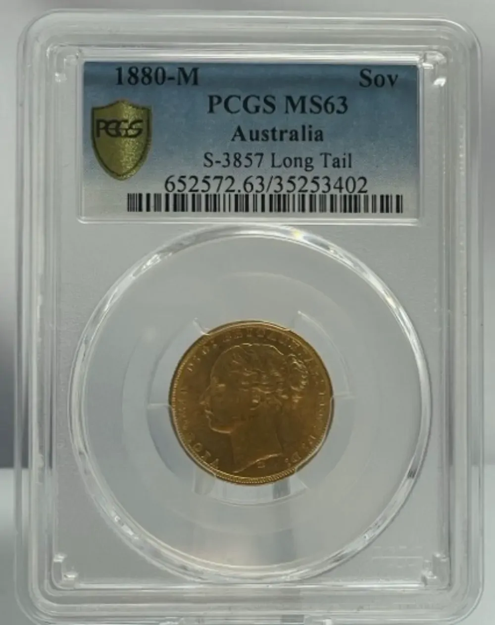 1880 Melbourne Young Head Sovereign PCGS MS63 product image