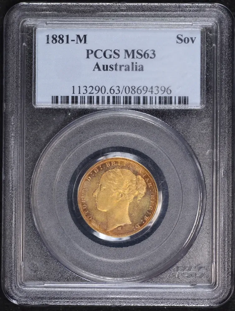 1881 Melbourne Young Head Sovereign Choice Unc (PCGS MS63) product image