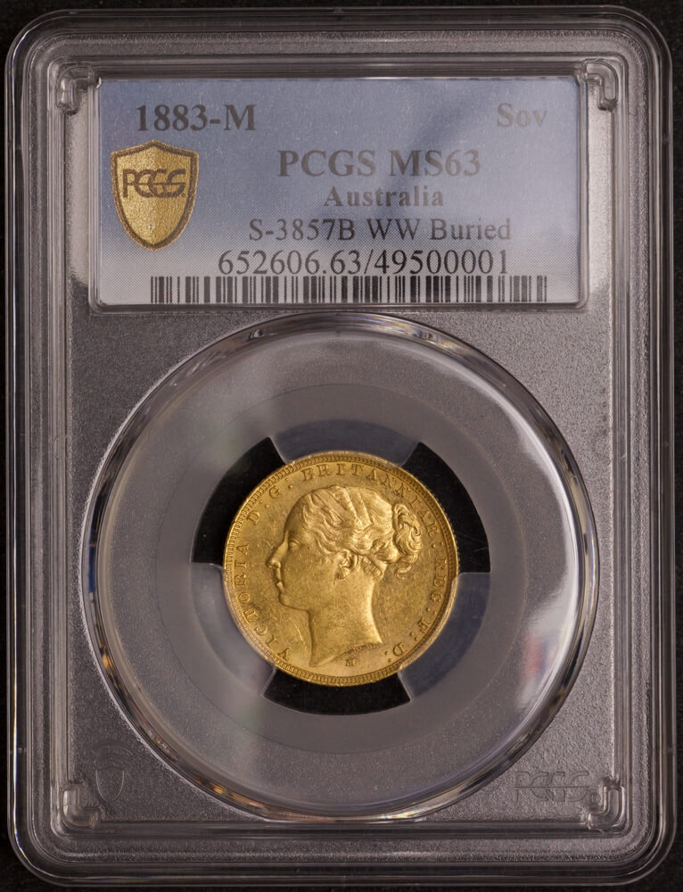 1883 Melbourne Young Head Sovereign PCGS MS63 product image