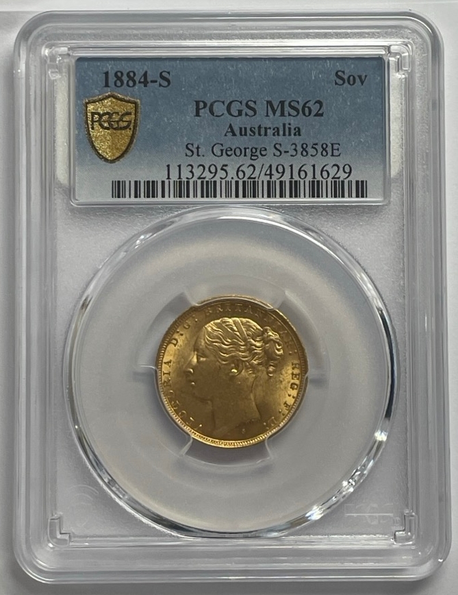 1884 Sydney Young Head Sovereign Unc (PCGS MS62) product image