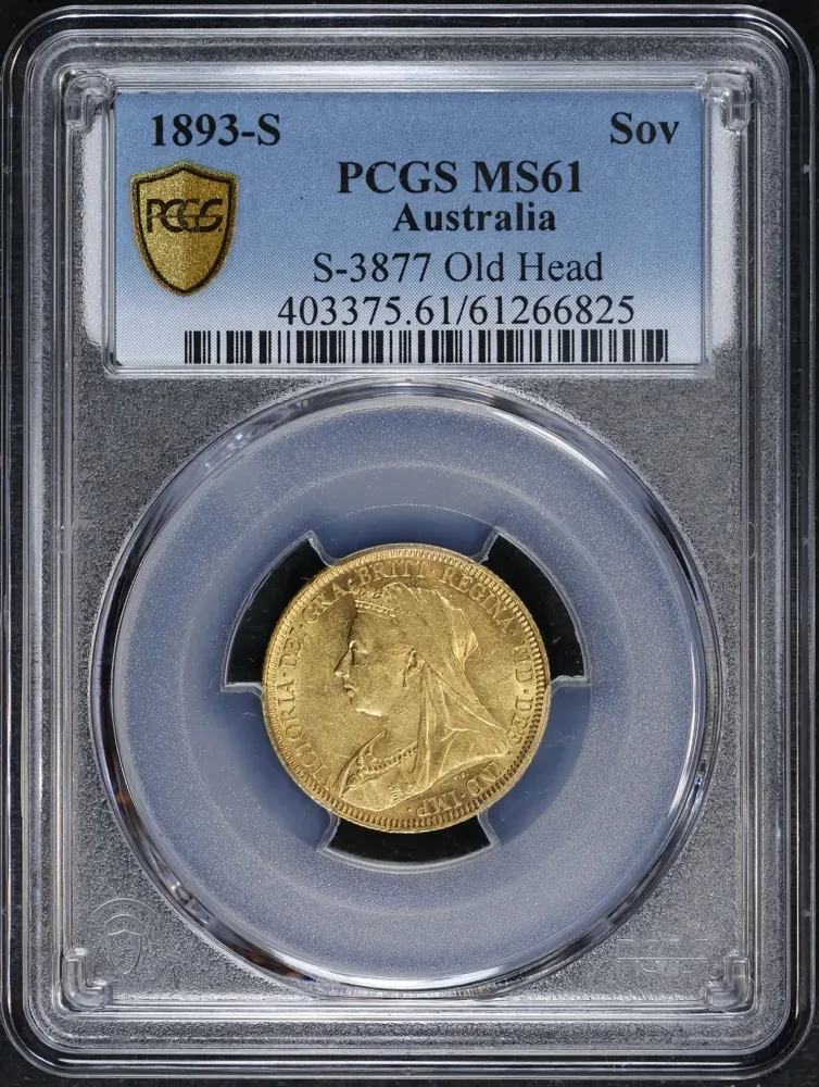 1893 Sydney Veiled Head Sovereign Unc (PCGS MS61) product image