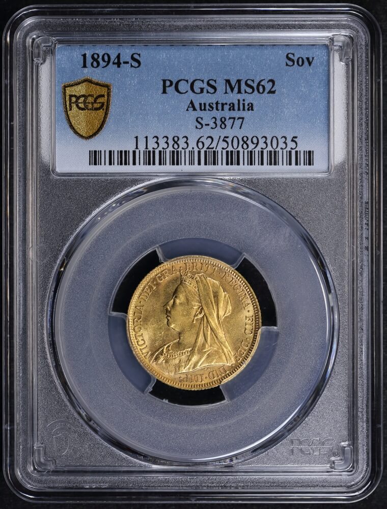 1894 Sydney Veiled Head Sovereign Unc (PCGS MS62) product image