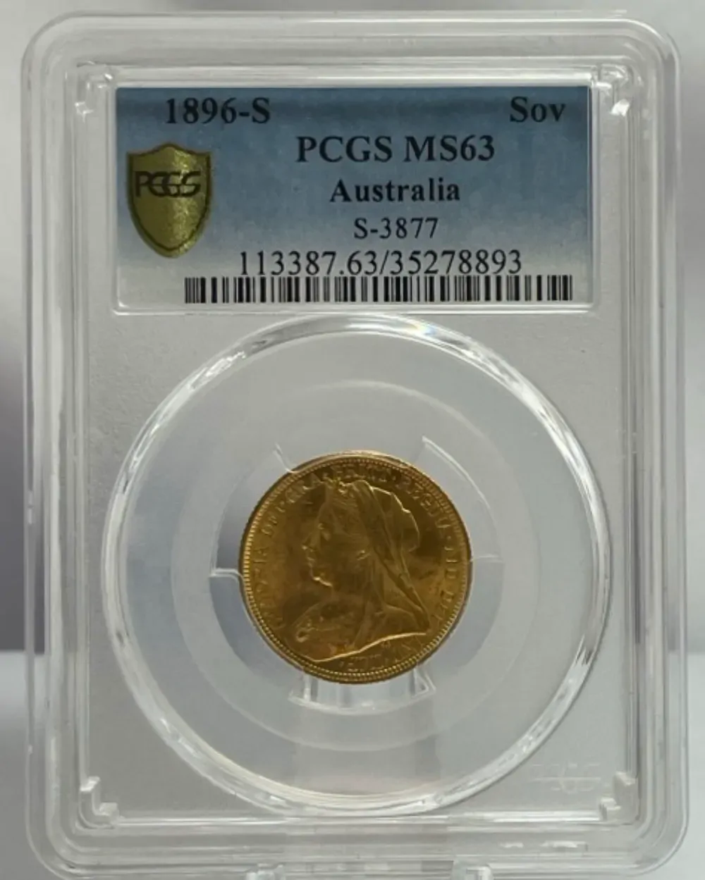 1896 Sydney Veiled Head Sovereign Choice Unc (PCGS MS63) product image
