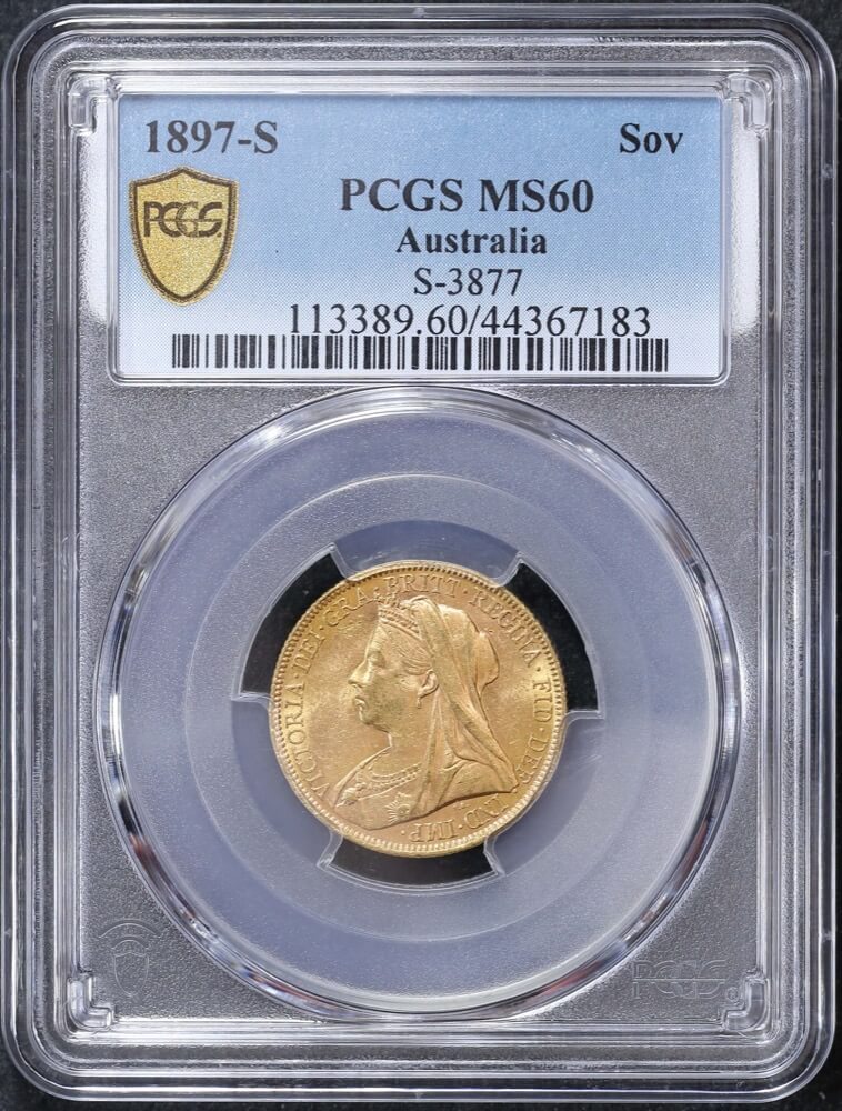 1897 Sydney Veiled Head Sovereign Unc (PCGS MS60) product image