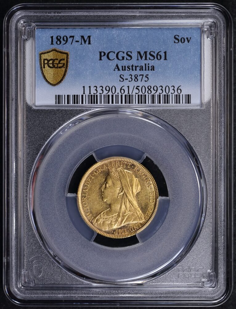 1897 Melbourne Veiled Head Sovereign Unc (PCGS MS61) product image