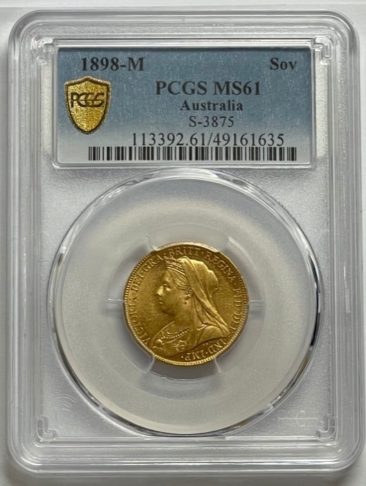 1898 Melbourne Veiled Head Sovereign Unc (PCGS MS61) product image