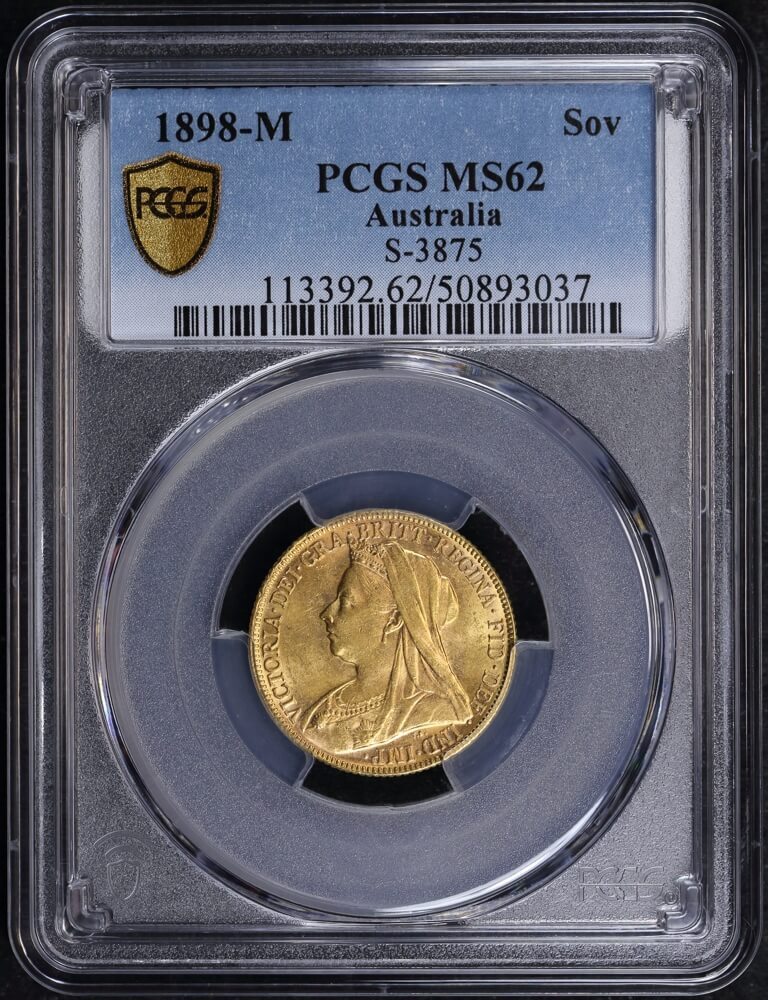 1898 Melbourne Veiled Head Sovereign Unc (PCGS MS62) product image
