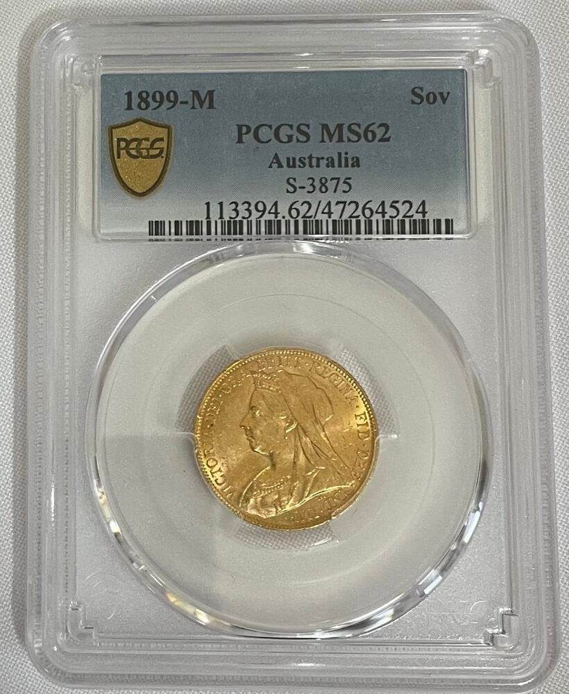 1899 Melbourne Veiled Head Sovereign Unc (PCGS MS62) product image