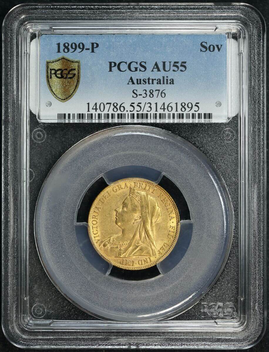 1899 Perth Veiled Head Sovereign PCGS AU55 product image
