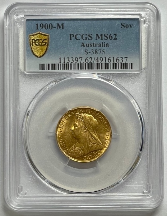 1900 Melbourne Veiled Head Sovereign Unc (PCGS MS61) product image