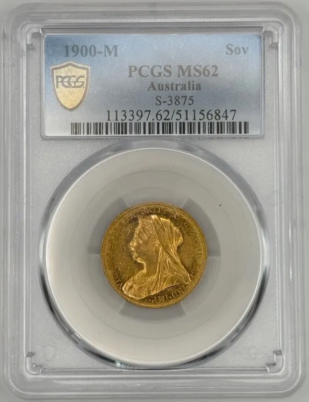 1900 Melbourne Veiled Head Sovereign Unc (PCGS MS62) product image