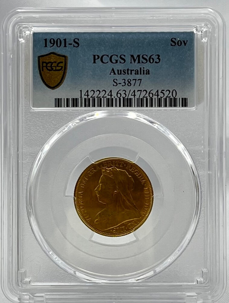 1901 Sydney Veiled Head Sovereign Choice Unc (PCGS MS63) product image
