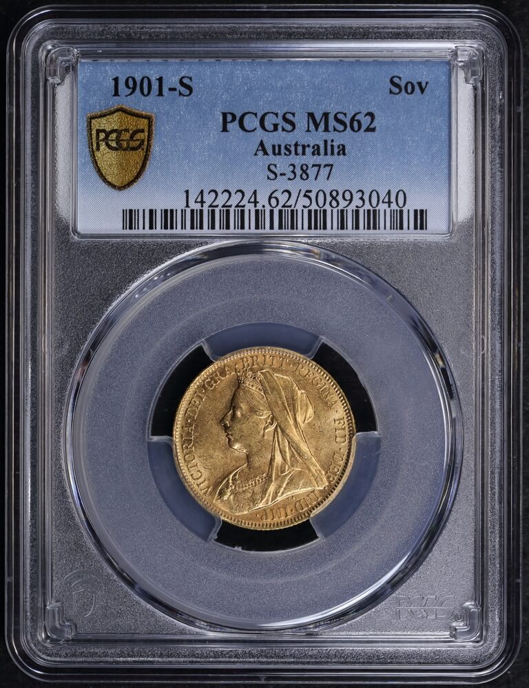 1901 Sydney Veiled Head Sovereign Unc (PCGS MS62) product image
