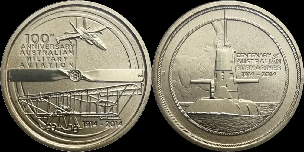 2014 1 Dollar 2 Coin PNC Centenary of Military Aviation & Submarines product image